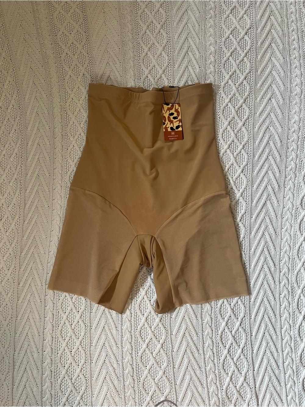 Honeylove High-Waist Shaping Shorts in Tan